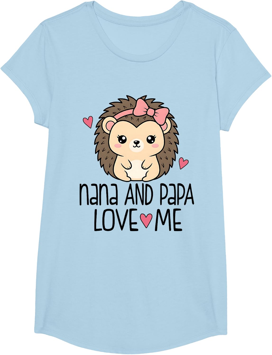Nana and Papa Love Me Granddaughter Hedgehog T-Shirt - Girls Baby Blue