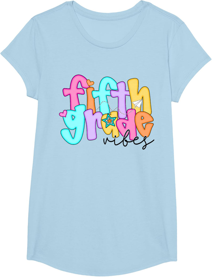 First Day of 5th Grade Shirt for Girls Fifth Grade Tee Back to School T-Shirt - Girls Baby Blue