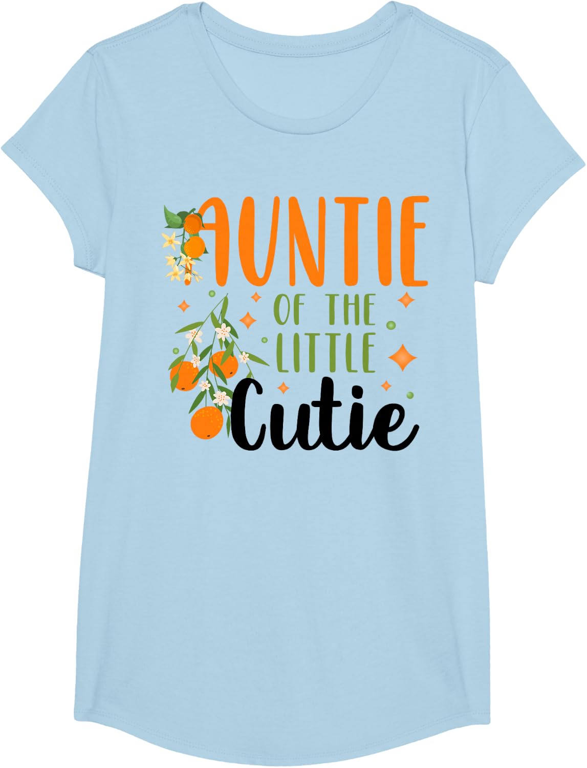 Auntie Little Cutie Baby Shower Tees Orange 1st Birthday Party T Shirts - Girls Baby Blue