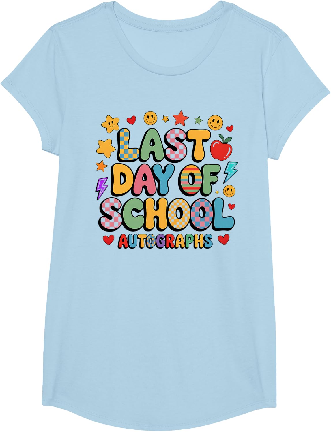 Girls Last Day Autographs Sign My Graduation DIY Throwback T-Shirt - Girls Baby Blue