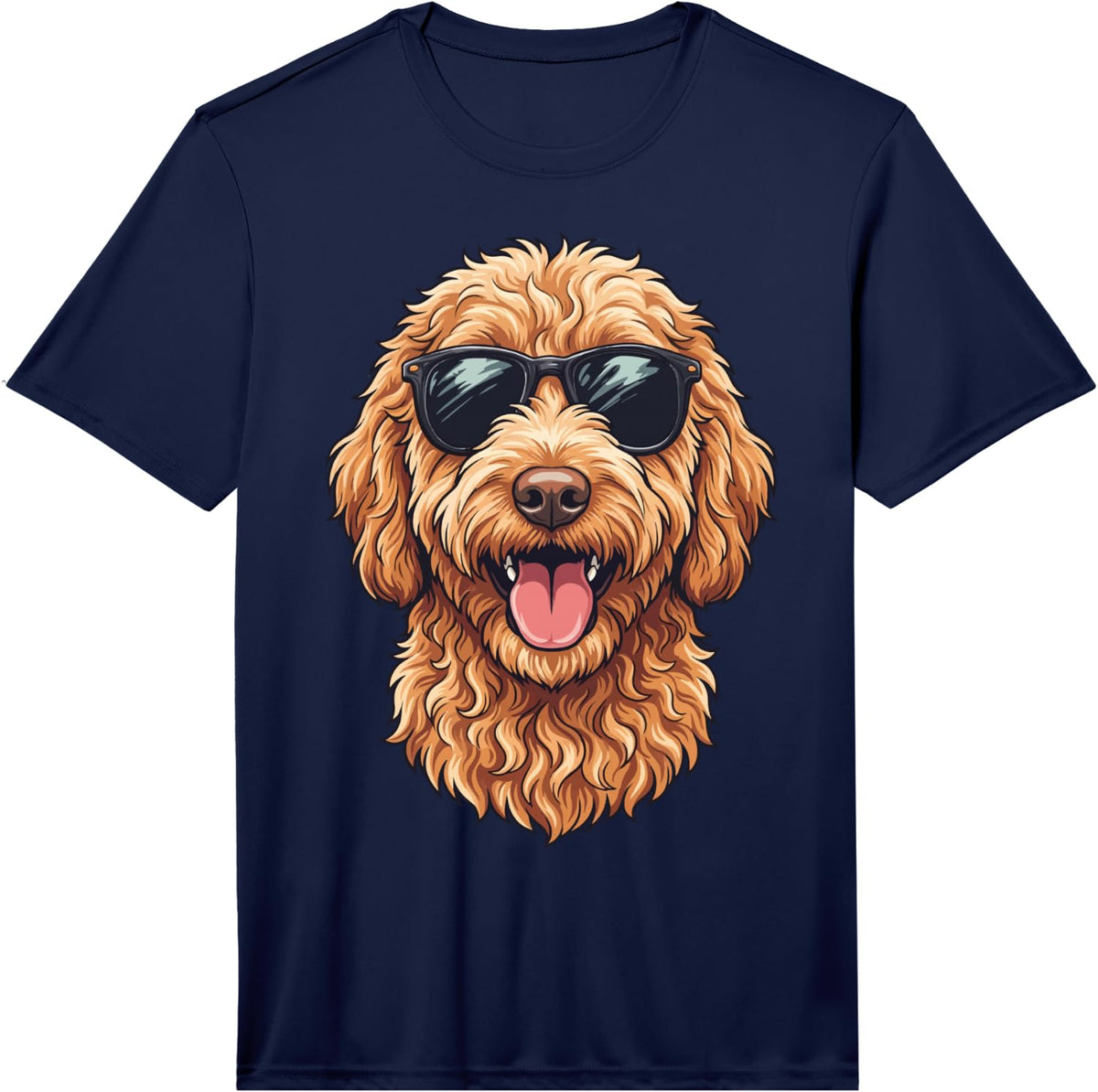 Goldendoodle Sunglasses Performance T-Shirt - Navy Blue