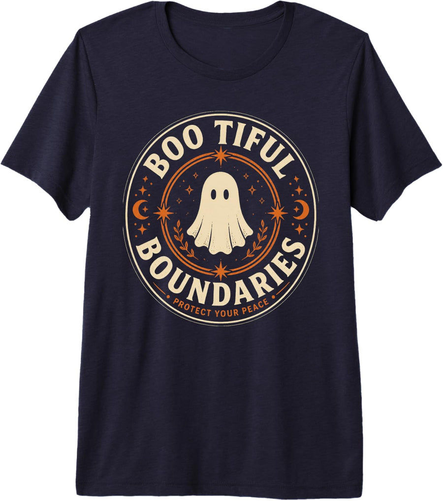 Boo Tiful Boundaries School Counselor Halloween Guidance Premium Tri-Blend T-Shirt - Navy Blue