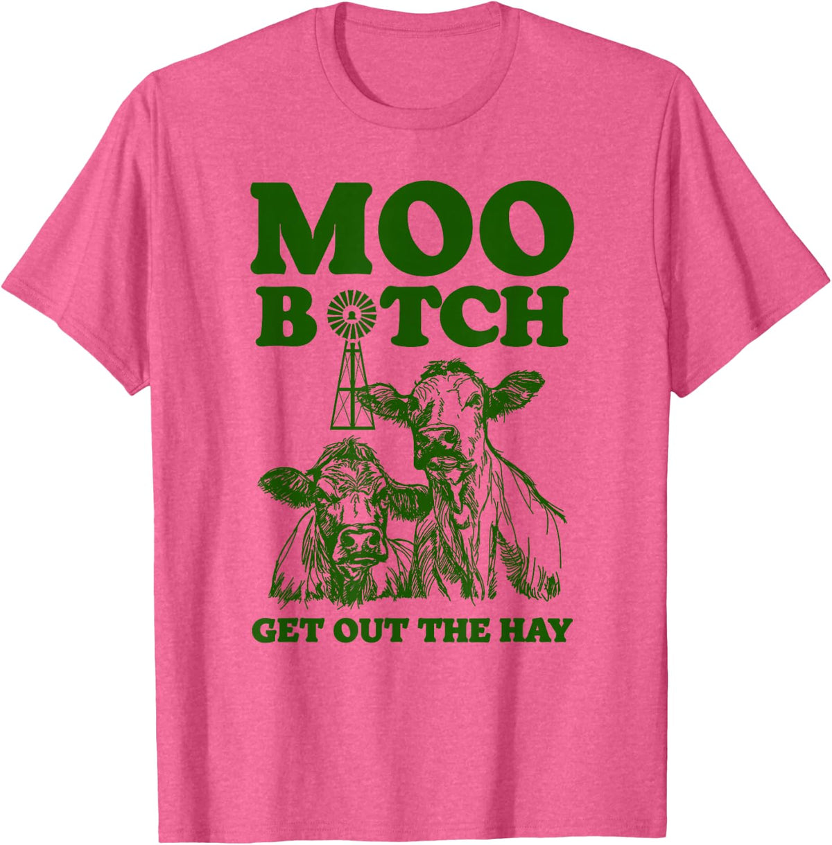 Moo Bitch Get Out The Hay Funny Cow Pun Rap Hip Hop T-Shirt - Pink Heather