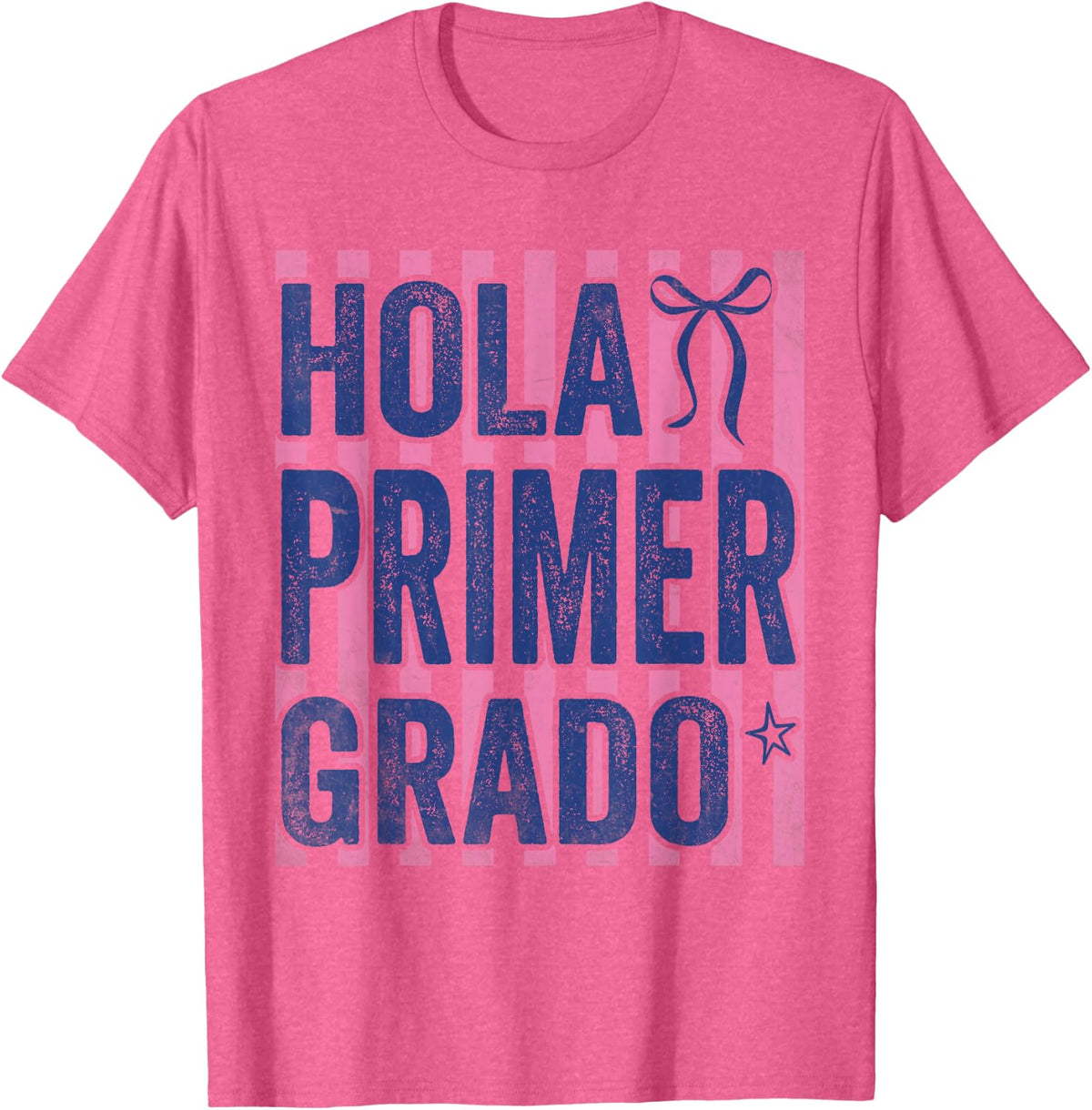 Hola Primer Grado Spanish Teacher First Grade Back to School T-Shirt - Pink Heather