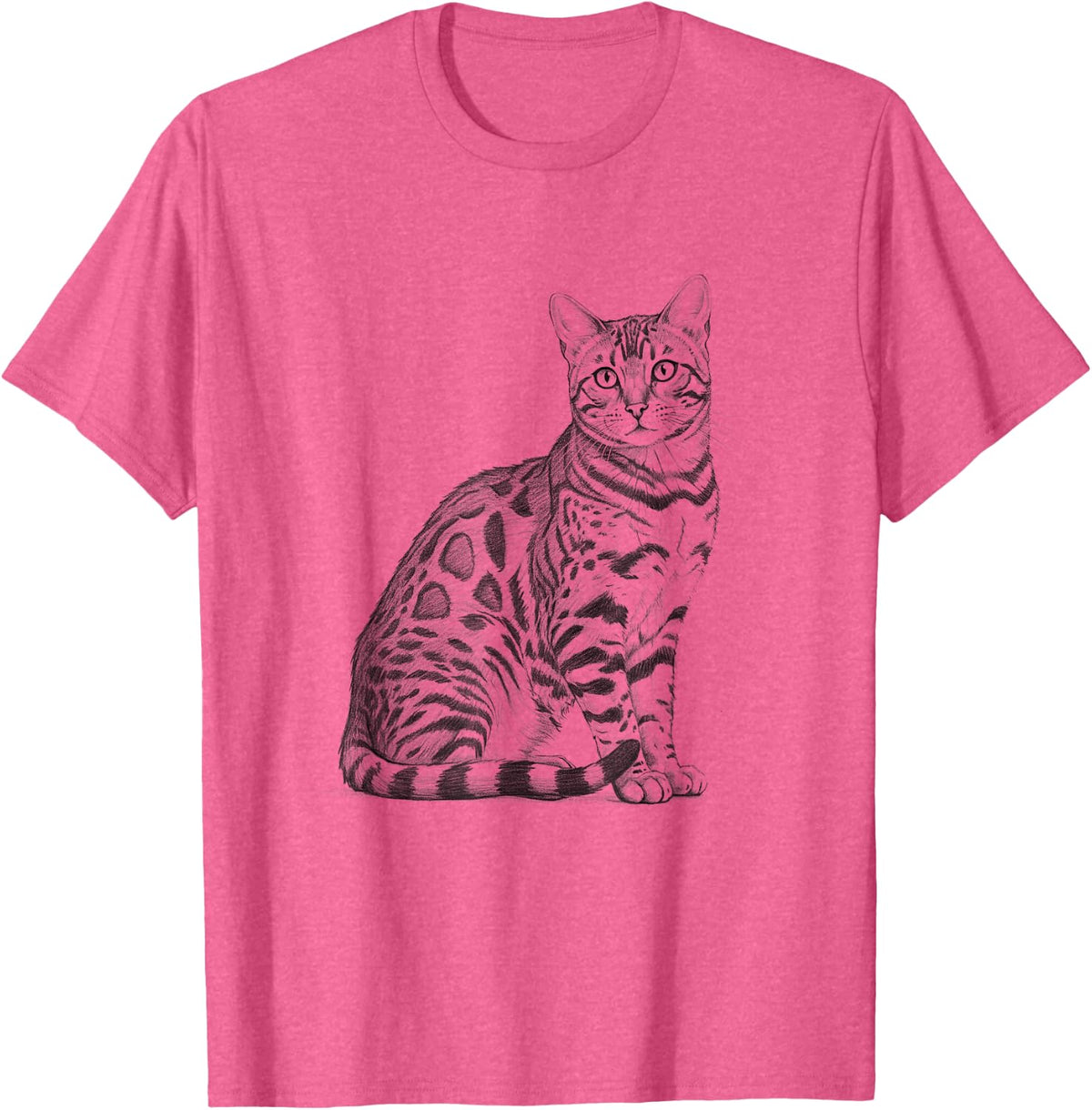 Bengal Cat Design For Women And Men T-Shirt - Pink Heather
