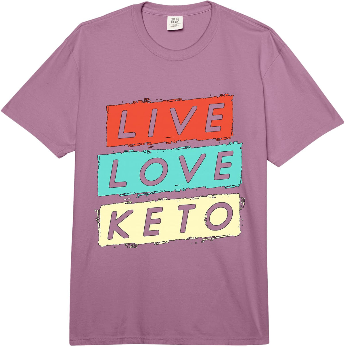 Live Love Keto Retro Weight Loss Healthy Food Ketogenic Diet Comfort Colors Adult Heavyweight T-Shirt - Adult Unisex Plum