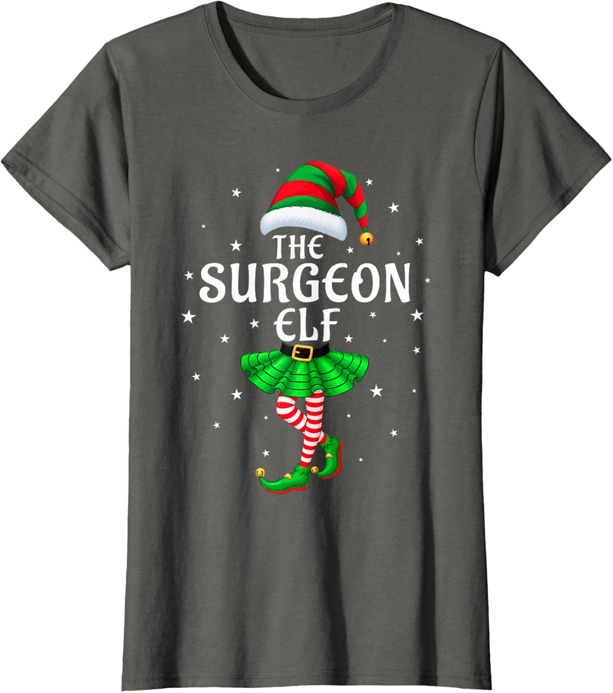 Surgeon Elf Christmas Family Matching Xmas Group Funny T-Shirt - Asphalt Grey