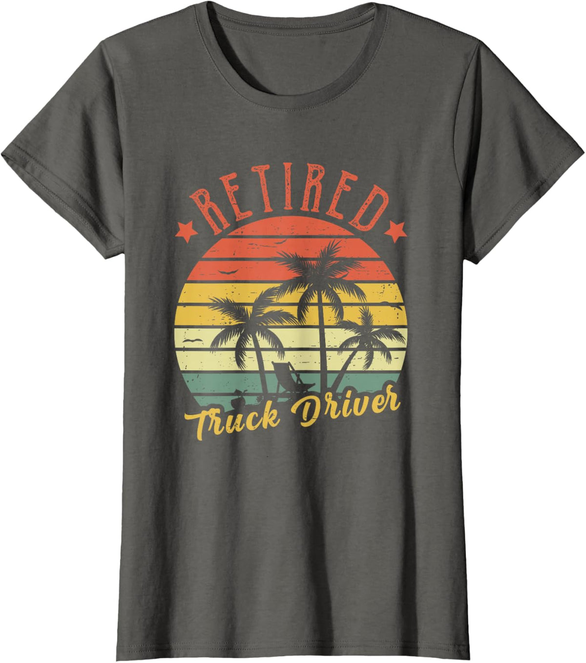 Retired Truck Driver Retro Vintage Tee for Men Dad T-Shirt - Asphalt Grey