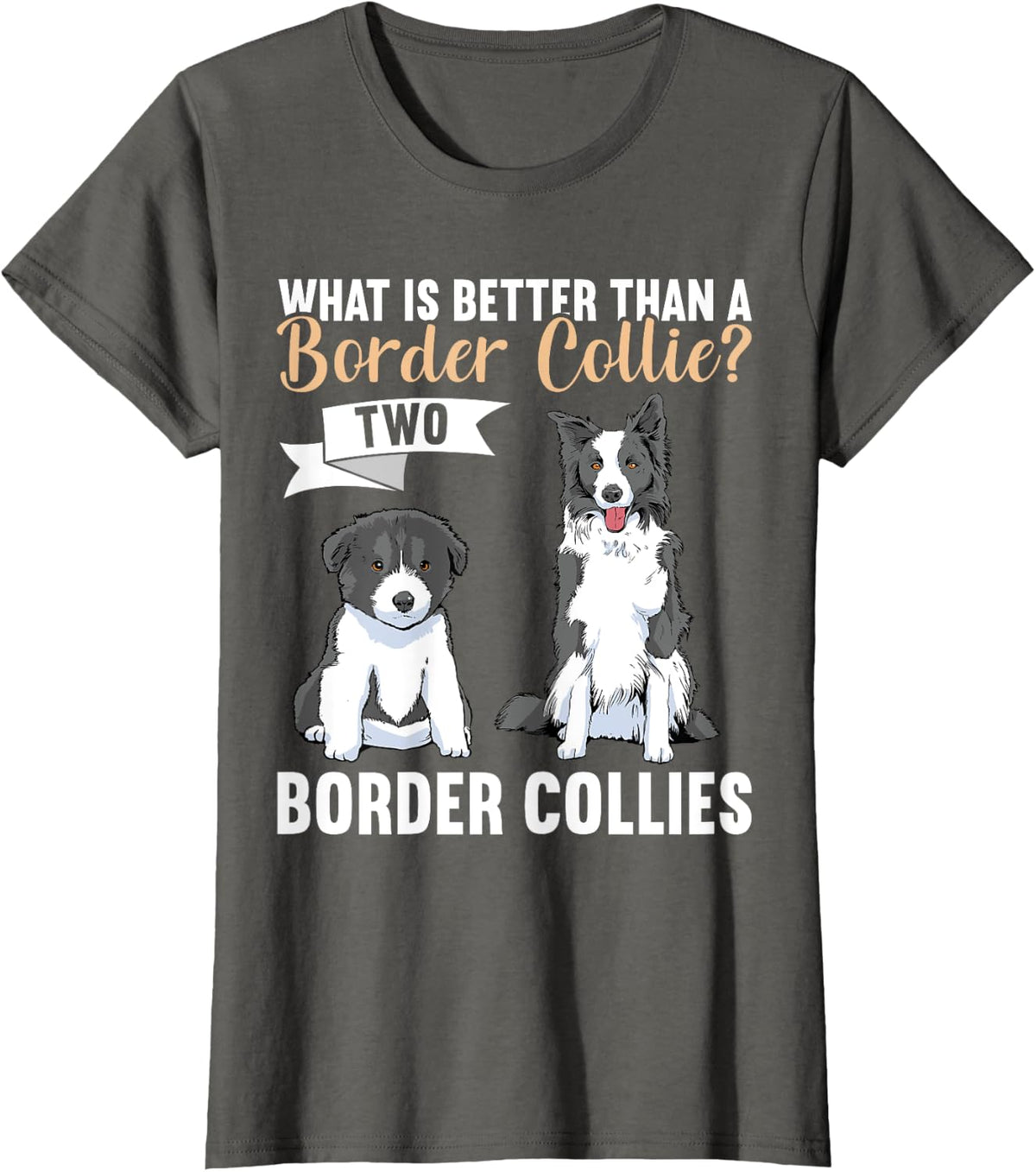 What Is Better Than A Border Collie Two Border Collies T-Shirt - Asphalt Grey