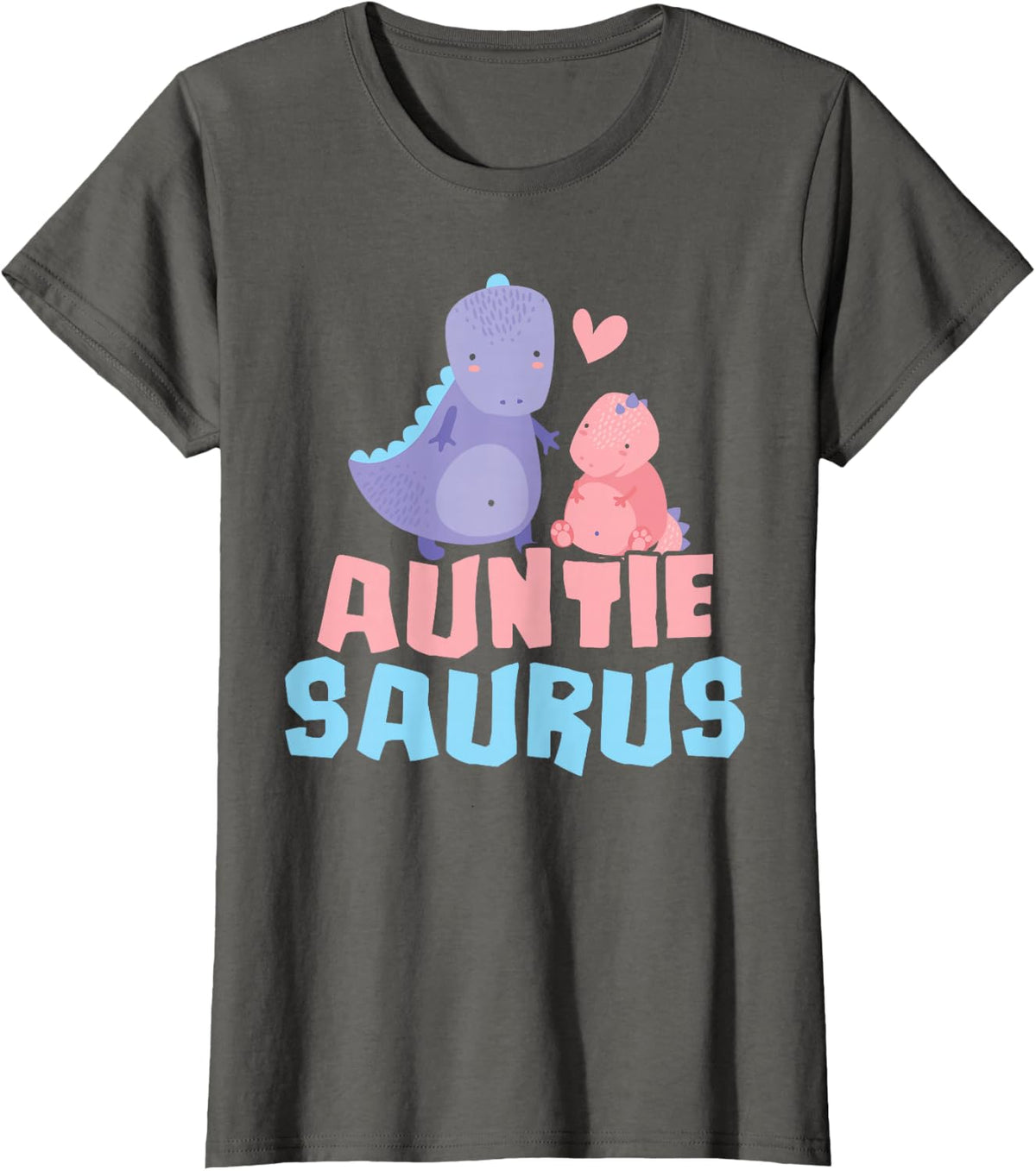 Auntie Saurus Aunties Dinosaur Aunt T-Shirt - Asphalt Grey