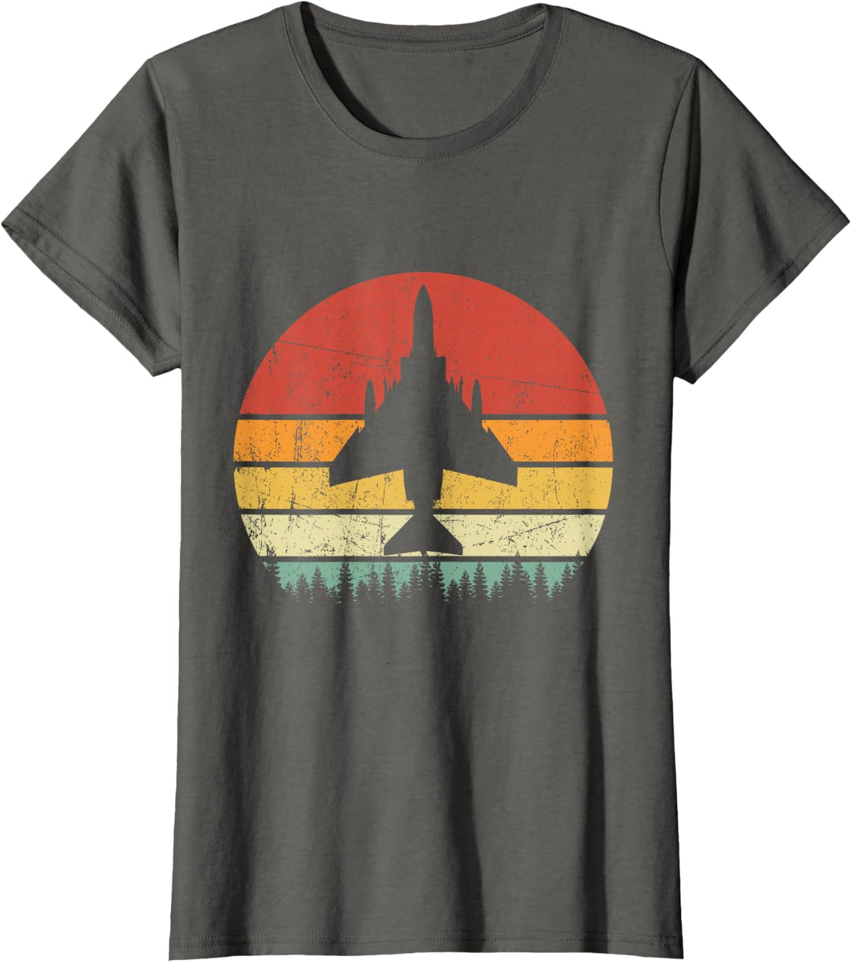 F-4 Phantom II Fighter Jet Vintage US Military Aircraft T-Shirt - Asphalt Grey
