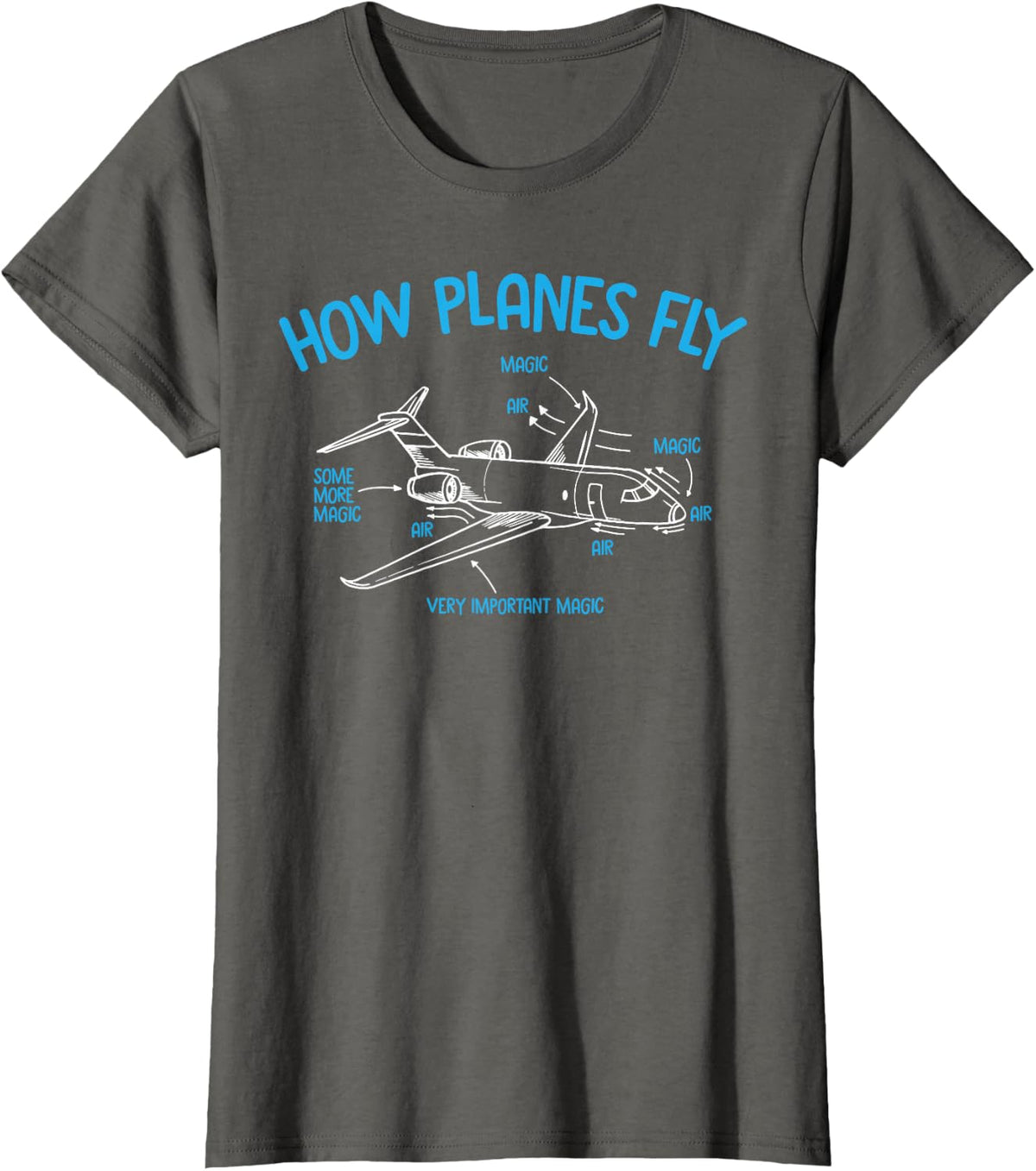 How Planes Fly Aerospace Engineer Engineering Airplane Pilot T-Shirt - Asphalt Grey