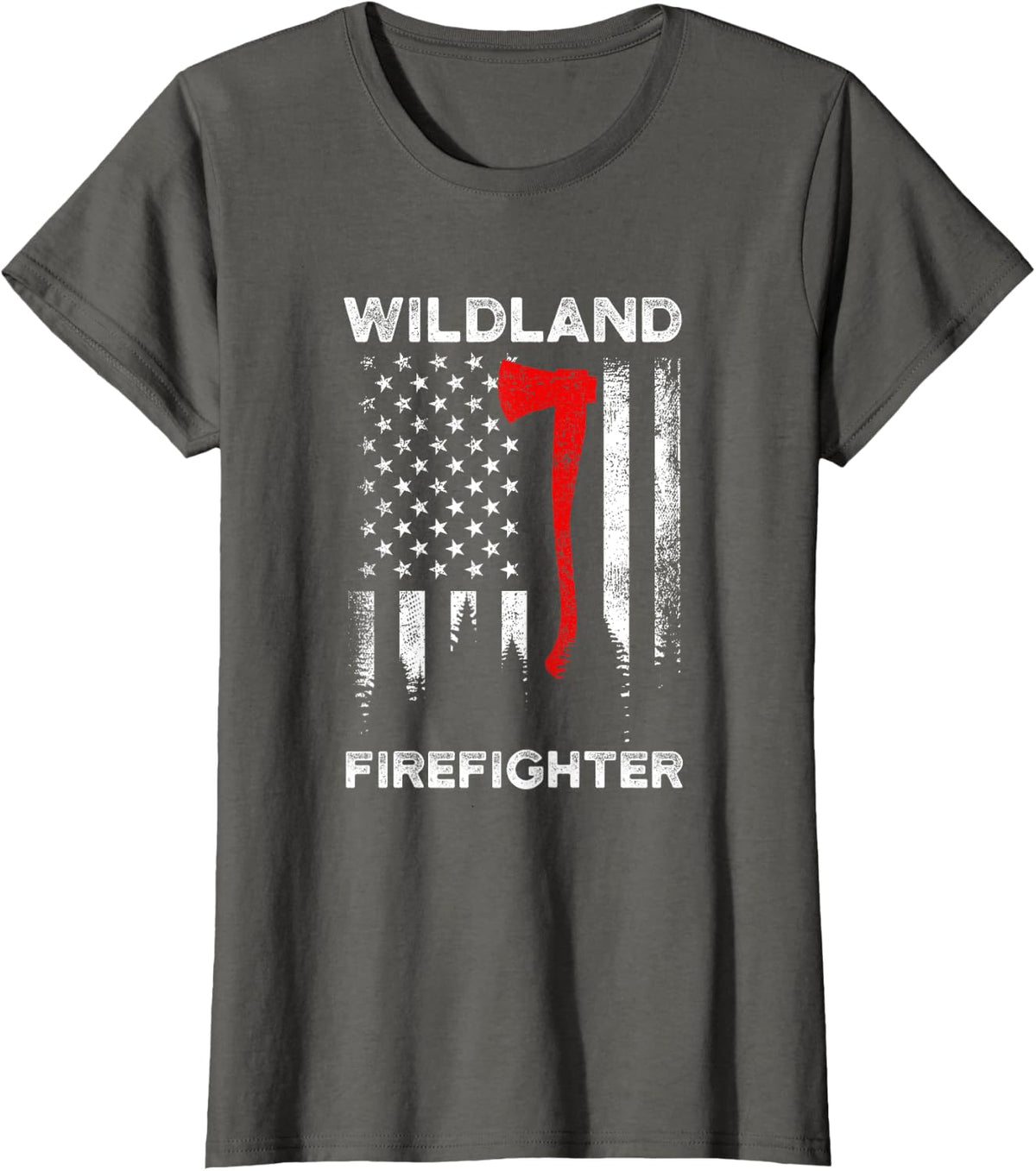 Wildland US Flag Firefighter T-Shirt - Asphalt Grey