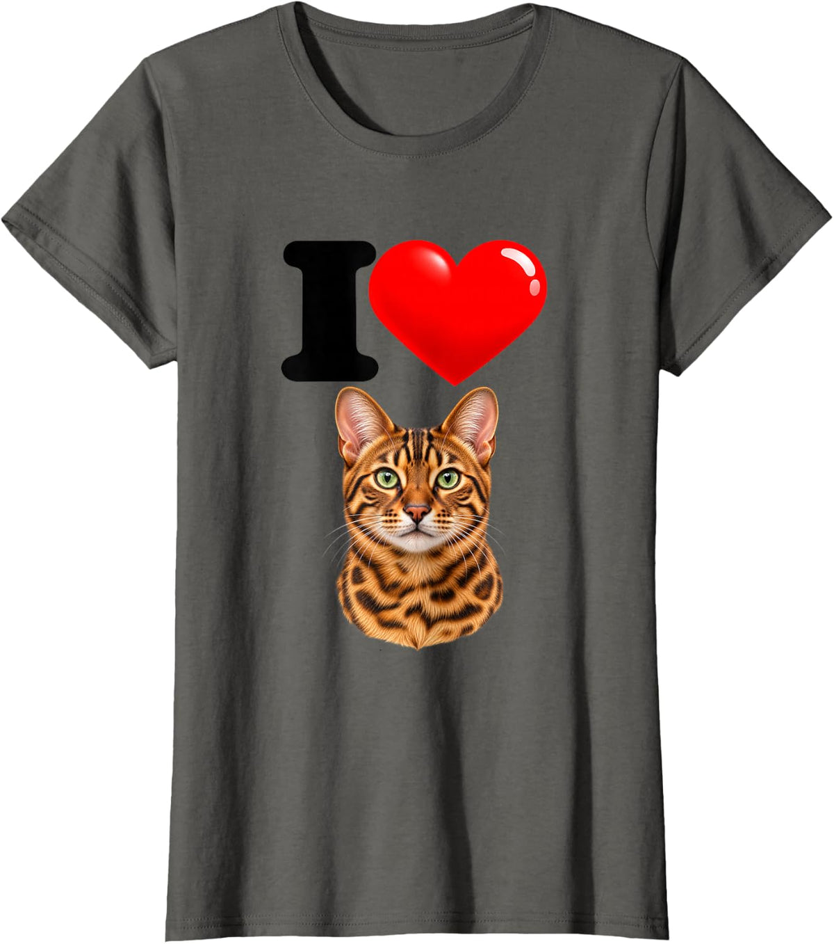 I Love Bengal Cute Cat Mom Dad T-Shirt - Asphalt Grey