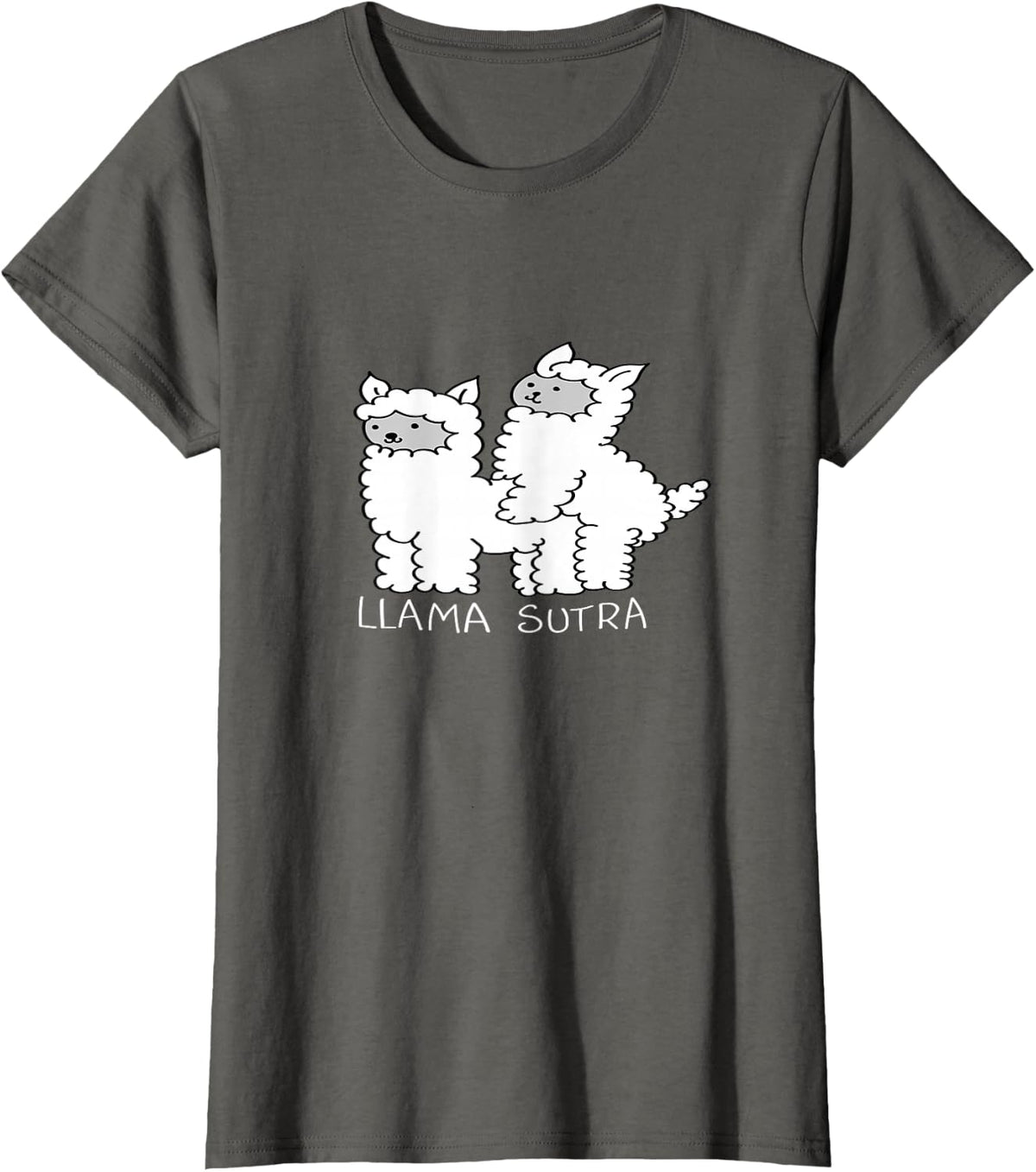 Llamasutra Funny Cute Llama Minimalistic Kamasutra Gift T-Shirt - Asphalt Grey