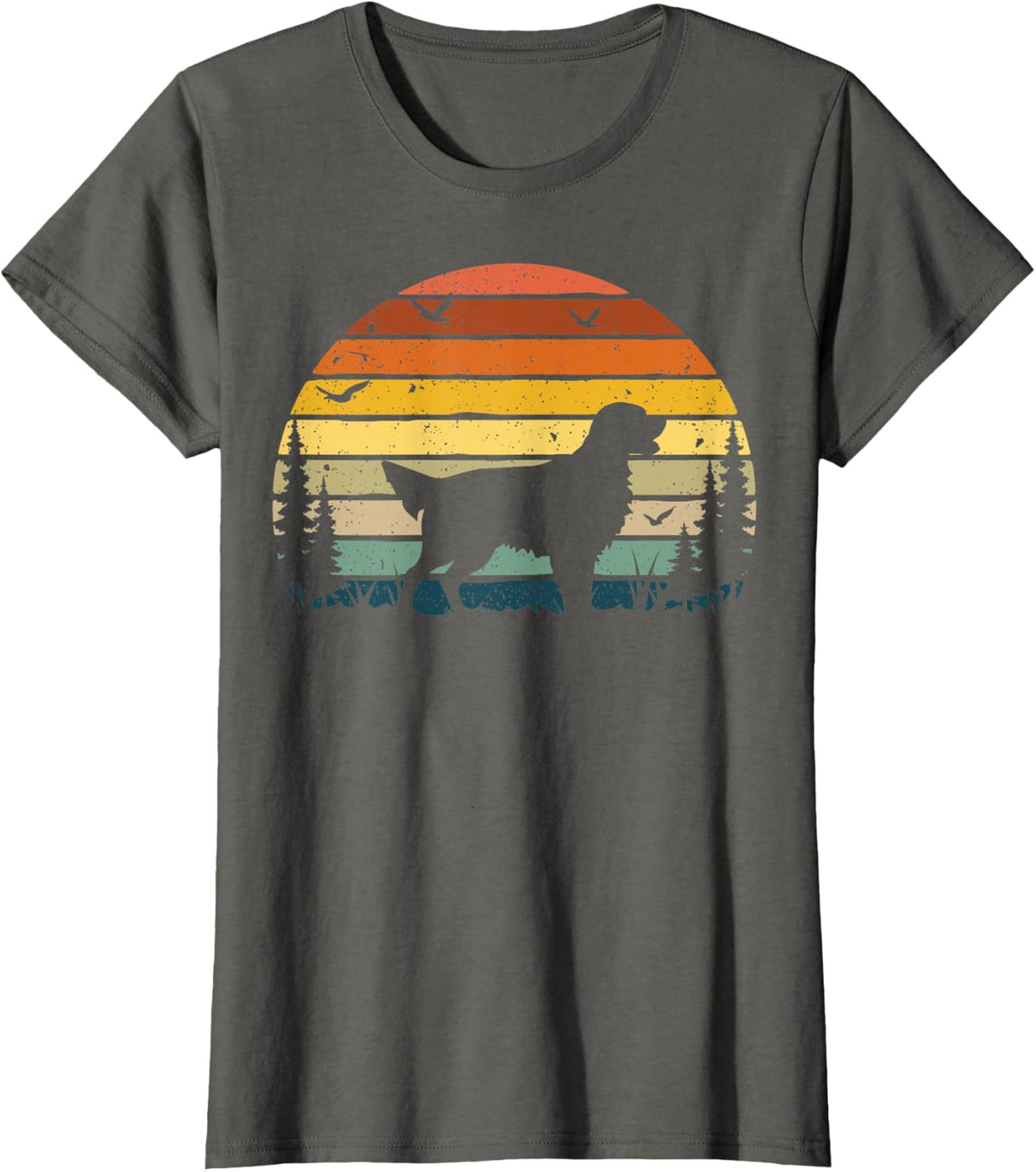 Flat-coated Retriever Dog Retro Vintage T-Shirt - Asphalt Grey