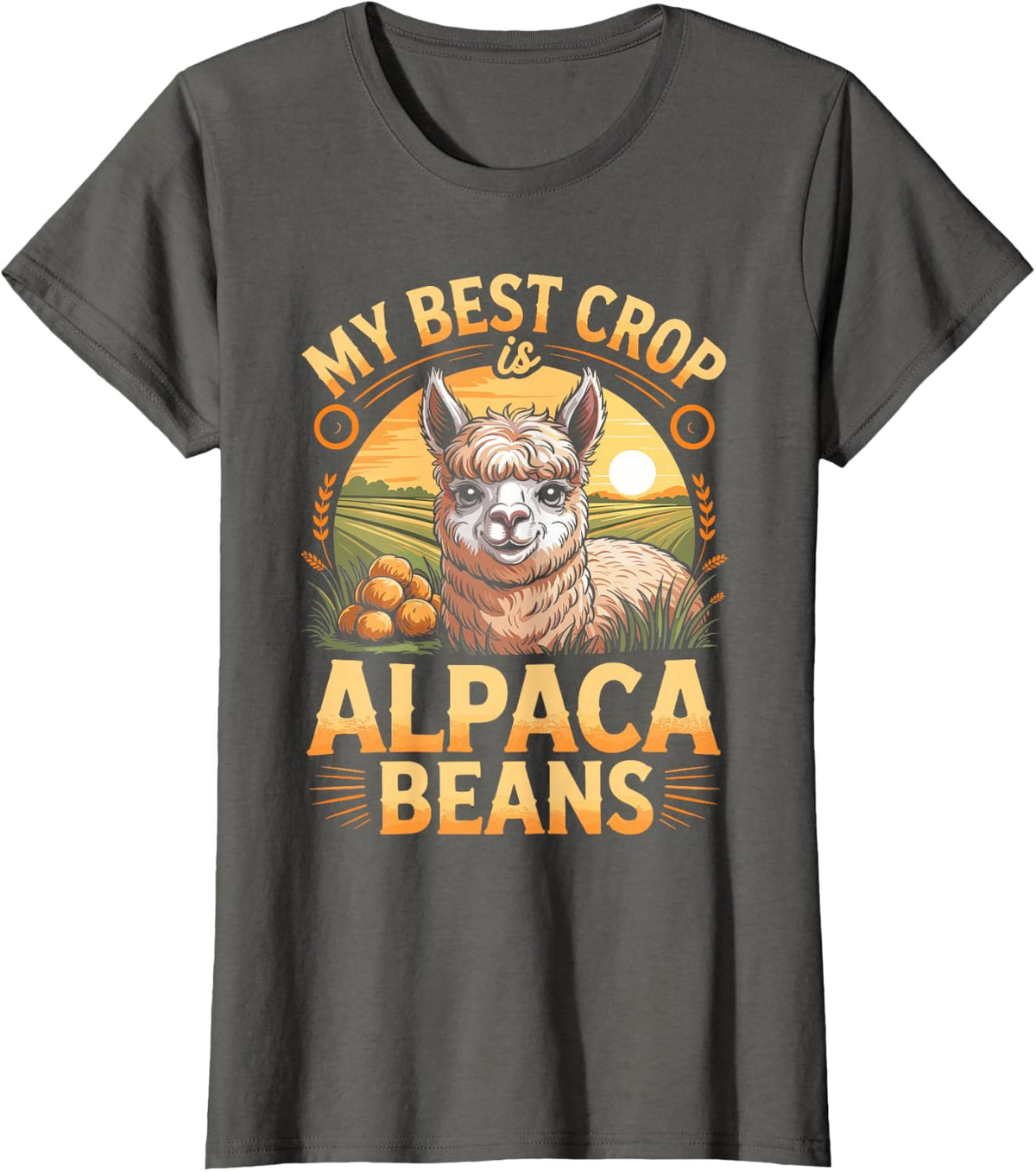 My Best Crop is Alpaca Beans Alpacas T-Shirt - Asphalt Grey
