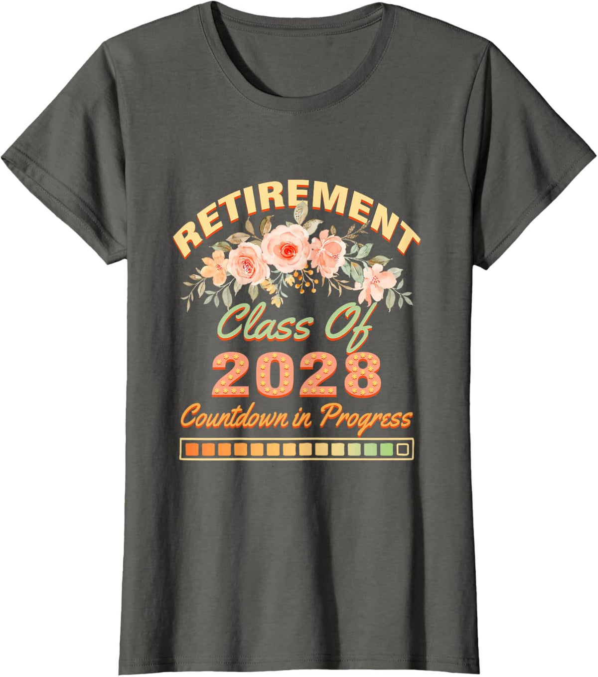 Retired Teacher Class of 2028 Happy Retirement Countdown T-Shirt - Asphalt Grey
