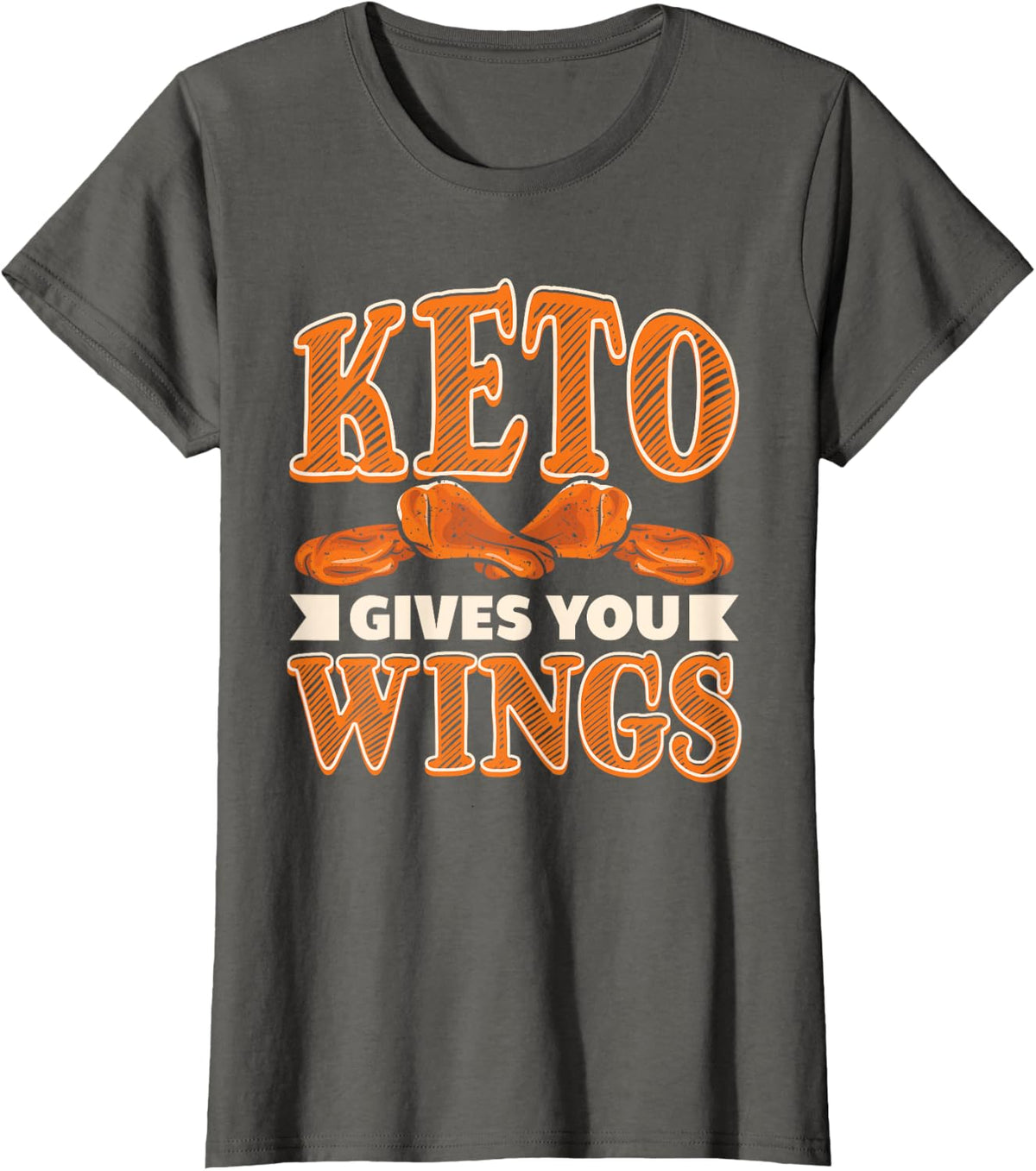 Funny Keto Shirt Ketogenic Diet Chicken Wings Men Women T-Shirt - Asphalt Grey