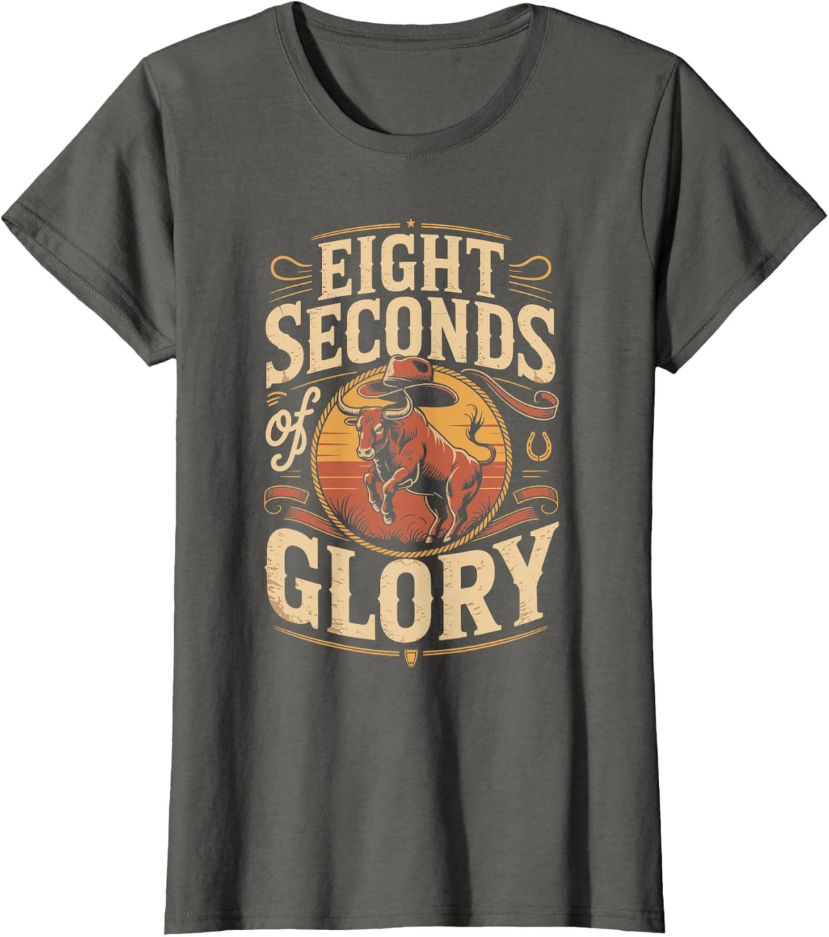 Eight Seconds of Glory Bull Riding T-Shirt - Asphalt Grey