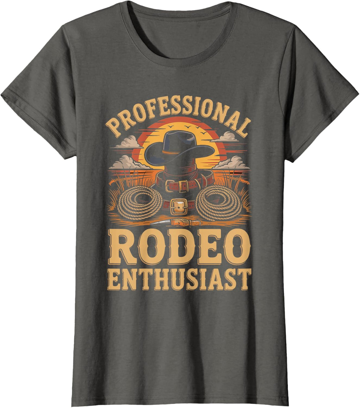 Professional Rodeo Enthusiast Bull Riding T-Shirt - Asphalt Grey