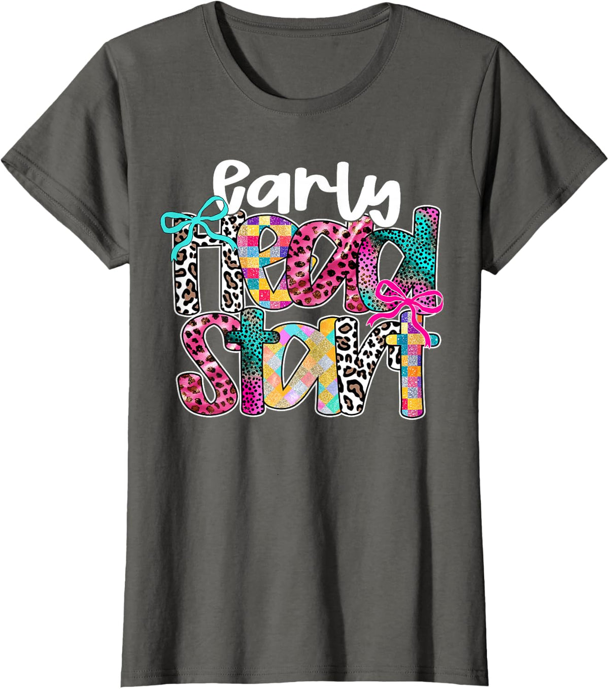 Headstart Coquette Bow Early Head Start Childhood Educator T-Shirt - Asphalt Grey