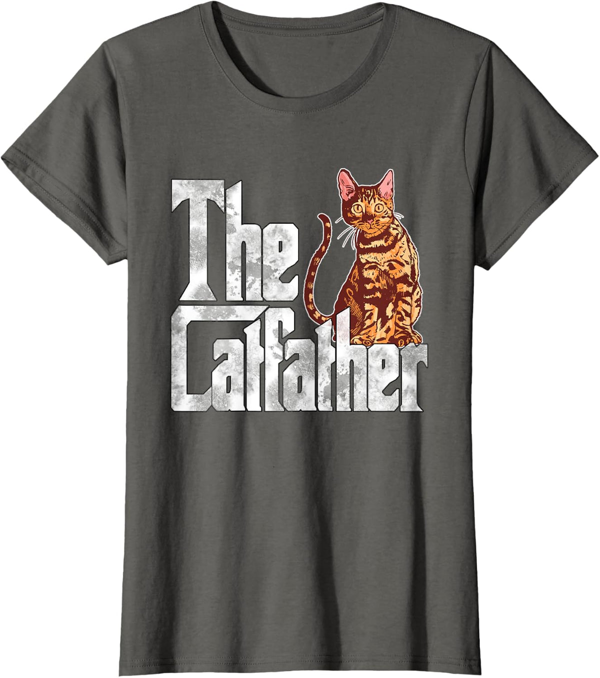 The Catfather Bengal Cat Father Mafia Whiskers Male Daddy T-Shirt - Asphalt Grey