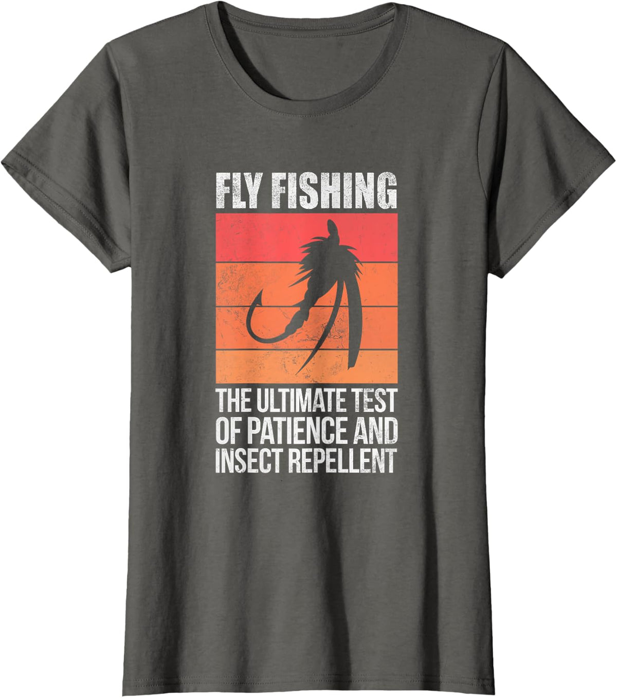 FLY FISHING, ultimate Test of Patience and insect repellent T-Shirt - Asphalt Grey