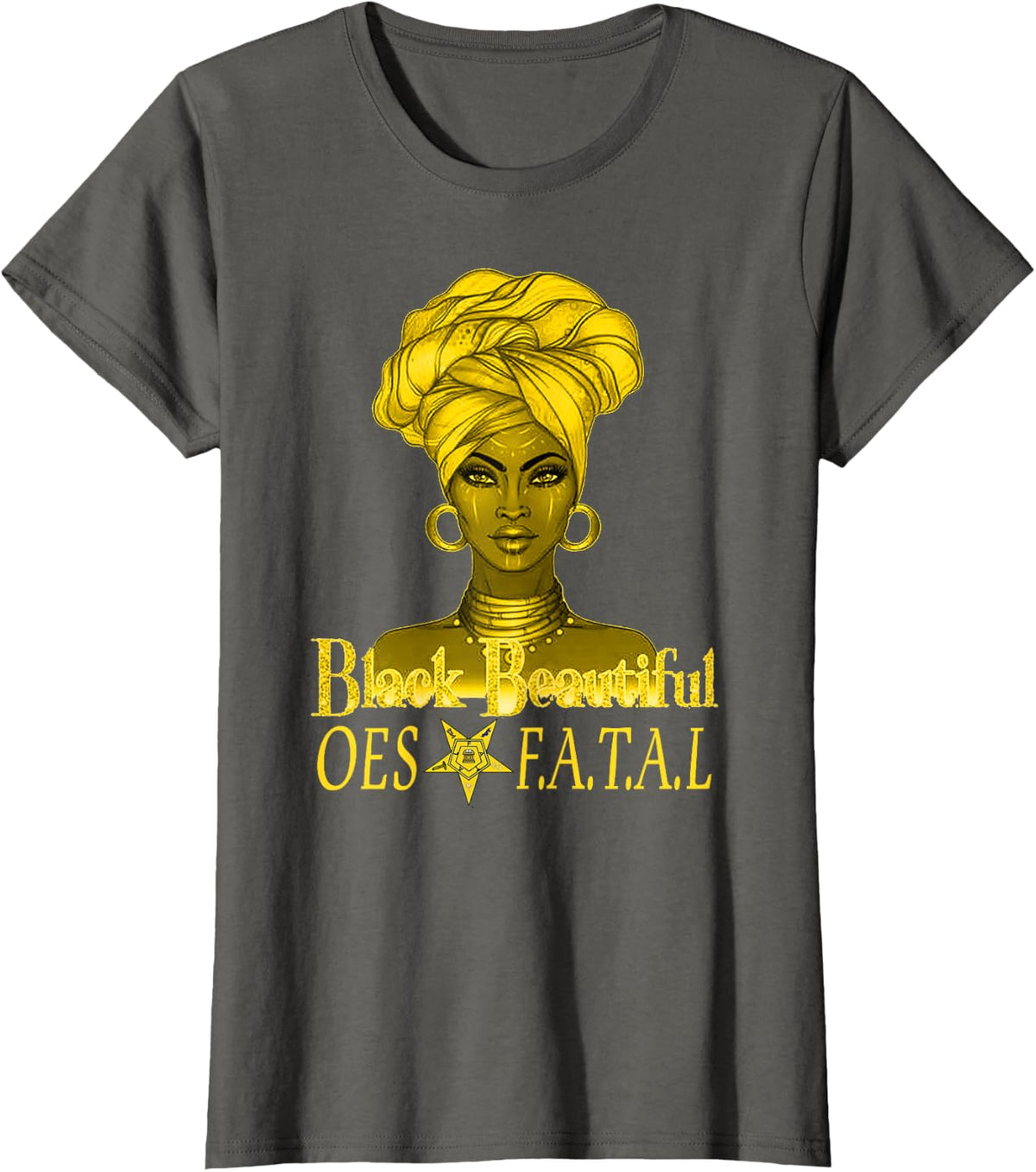 Order Of The Eastern Star OES Ring Diva Black Beautiful T-Shirt - Asphalt Grey
