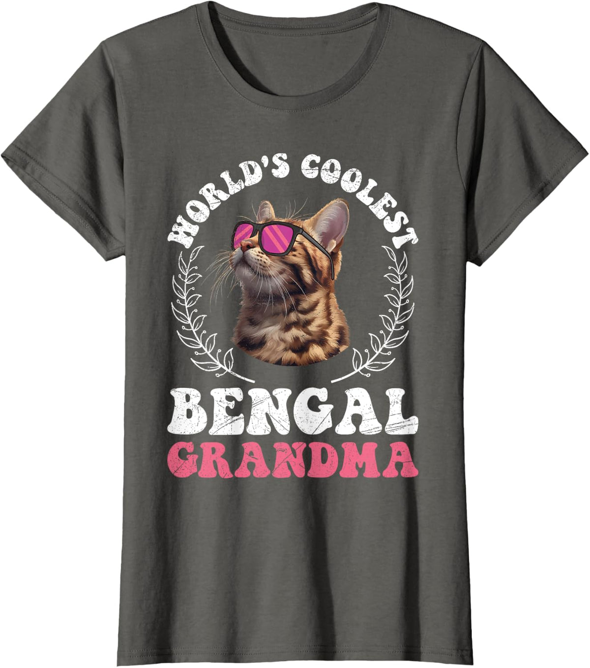 Bengal Cat WOLRD'S COOLEST BENGAL GRANDMA Cat Granny T-Shirt - Asphalt Grey