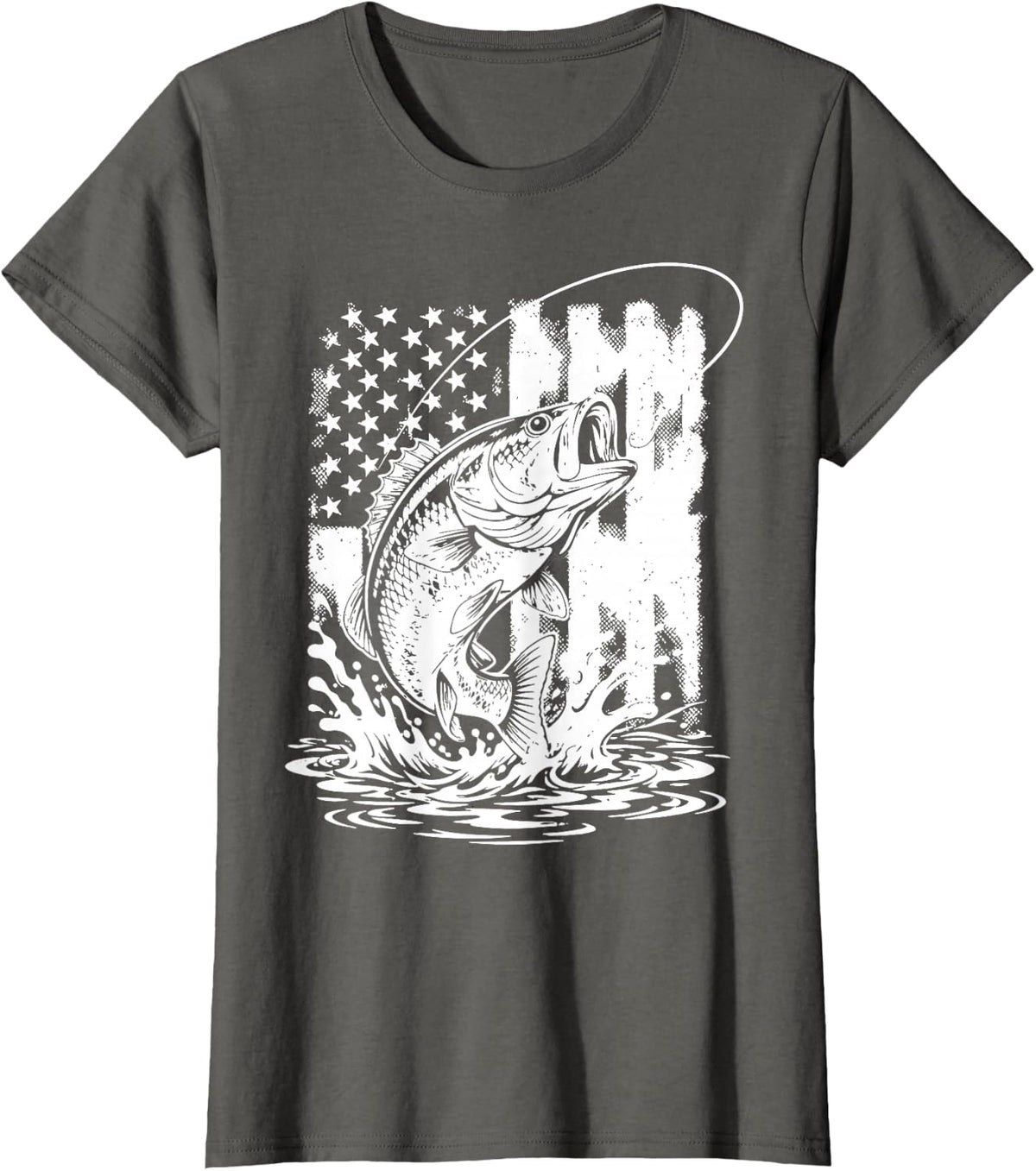 Vintage River Fishing Lover American Freshwater Angler T-Shirt - Asphalt Grey