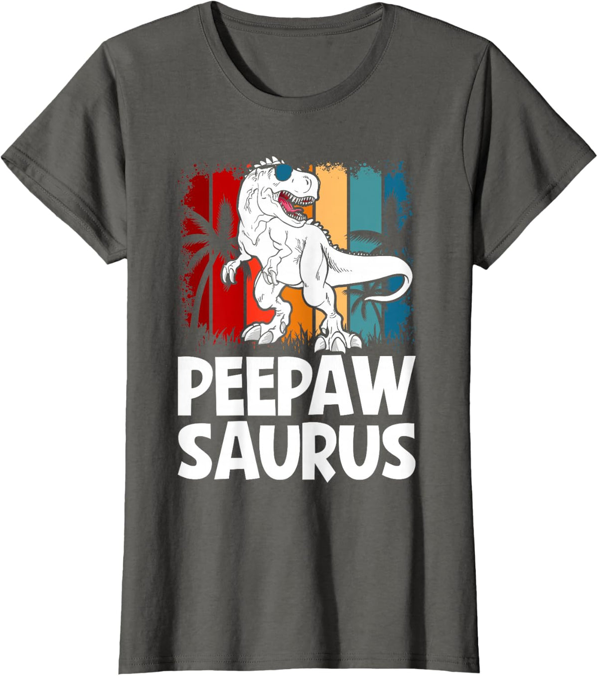 Peepawsaurus T-Rex Dinosaur Peepawsaurus Family Matching T-Shirt - Asphalt Grey