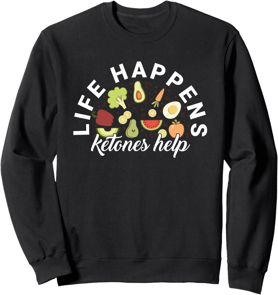 Ketones Ketogenic Low Carb Diet Food Ketosis Keto Diet Sweatshirt - Adult Unisex Black