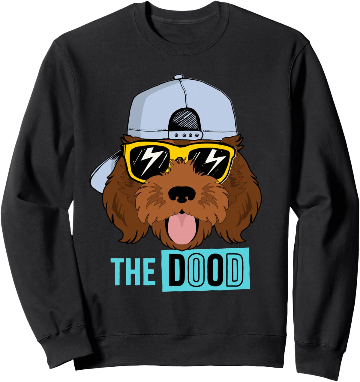 Chocolate Golden Doodle Dog, The Dood Brown Gooldendoodle Sweatshirt - Adult Unisex Black