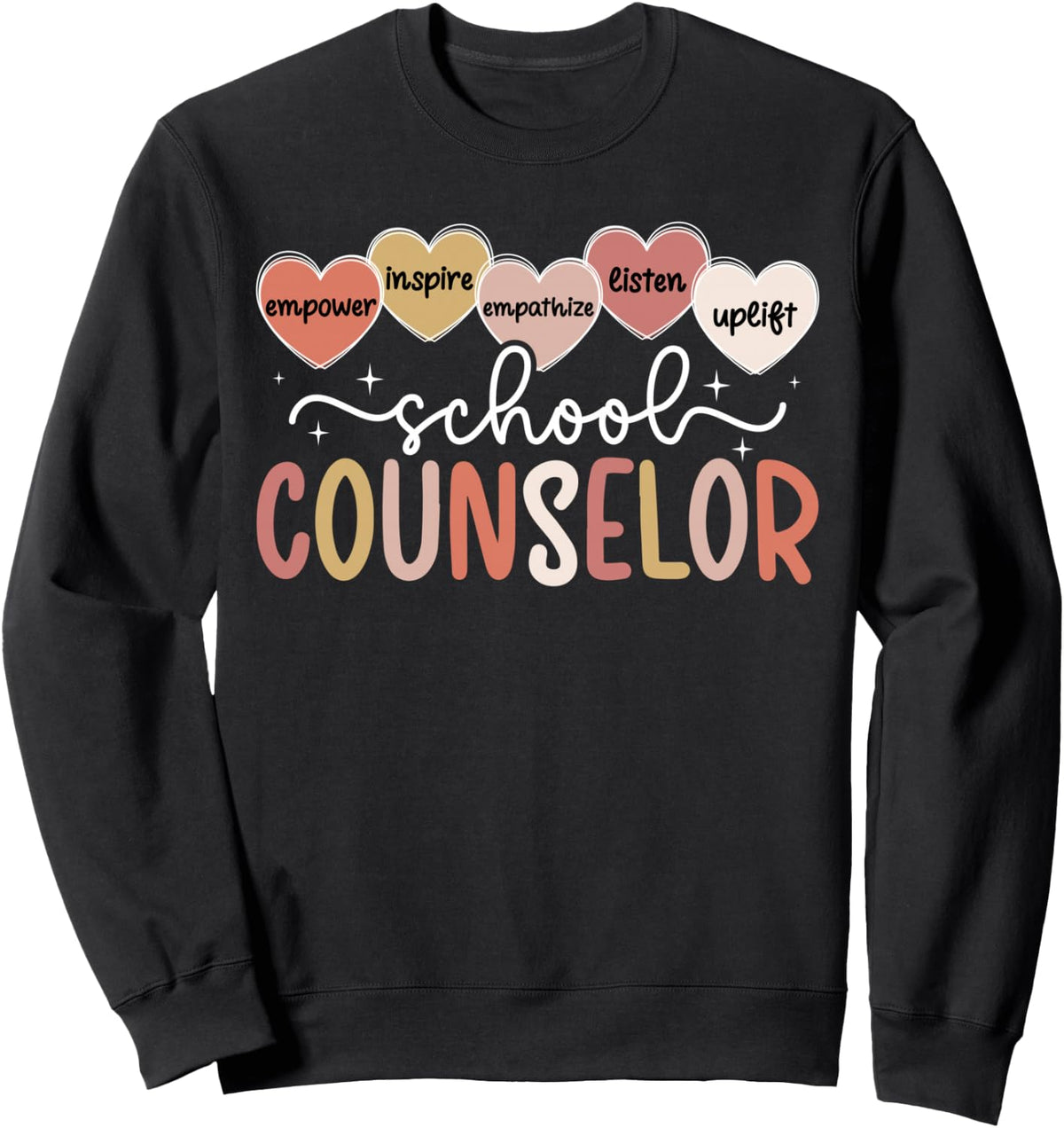 School Counselor Appreciation School Counseling Hearts Sweatshirt - Adult Unisex Black