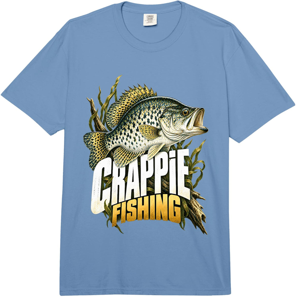 Crappie Fishing Fish and Reeds Comfort Colors Adult Heavyweight T-Shirt - Adult Unisex Deep Blue