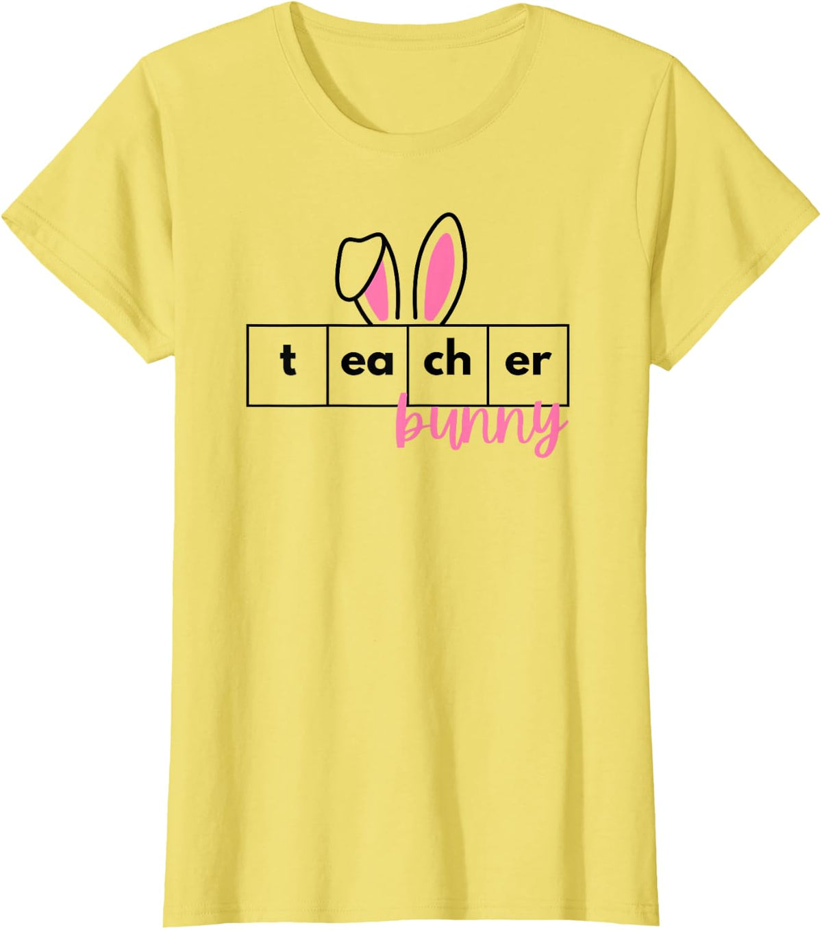 Teacher Bunny Reading Teacher Easter Spring T-Shirt - Lemon Yellow