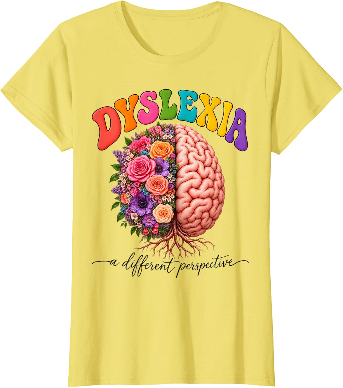 Dyslexia Awareness Different Perspective Neurodiversity T-Shirt - Lemon Yellow
