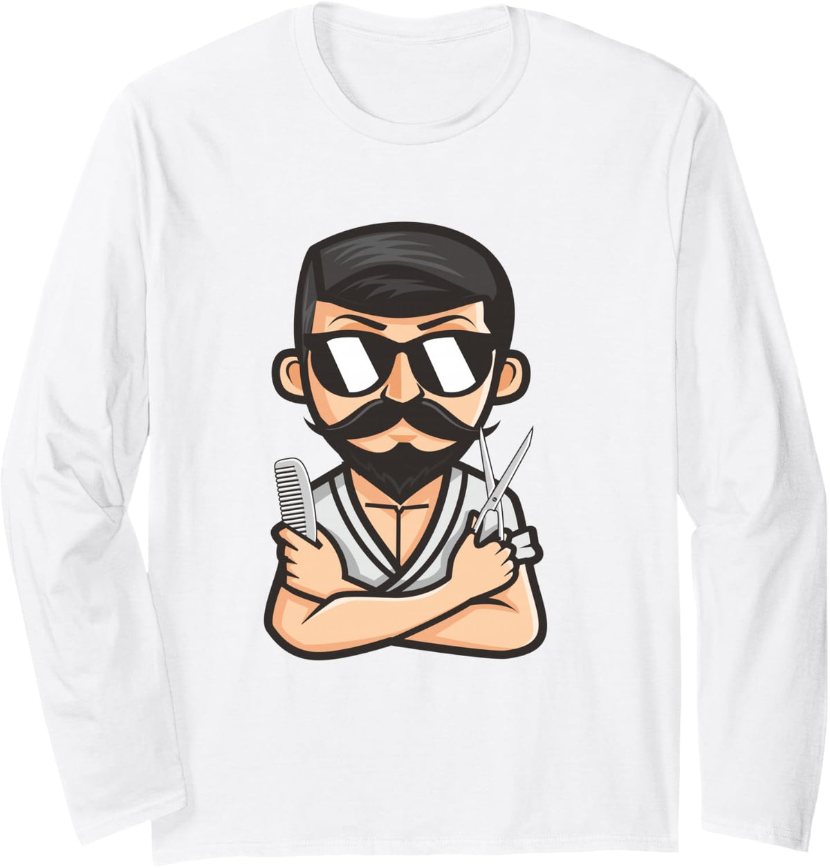 Hair-Dresser Barber-Shop Graphic Cool Hair Stylist Gifts Long Sleeve T-Shirt - Adult Unisex White