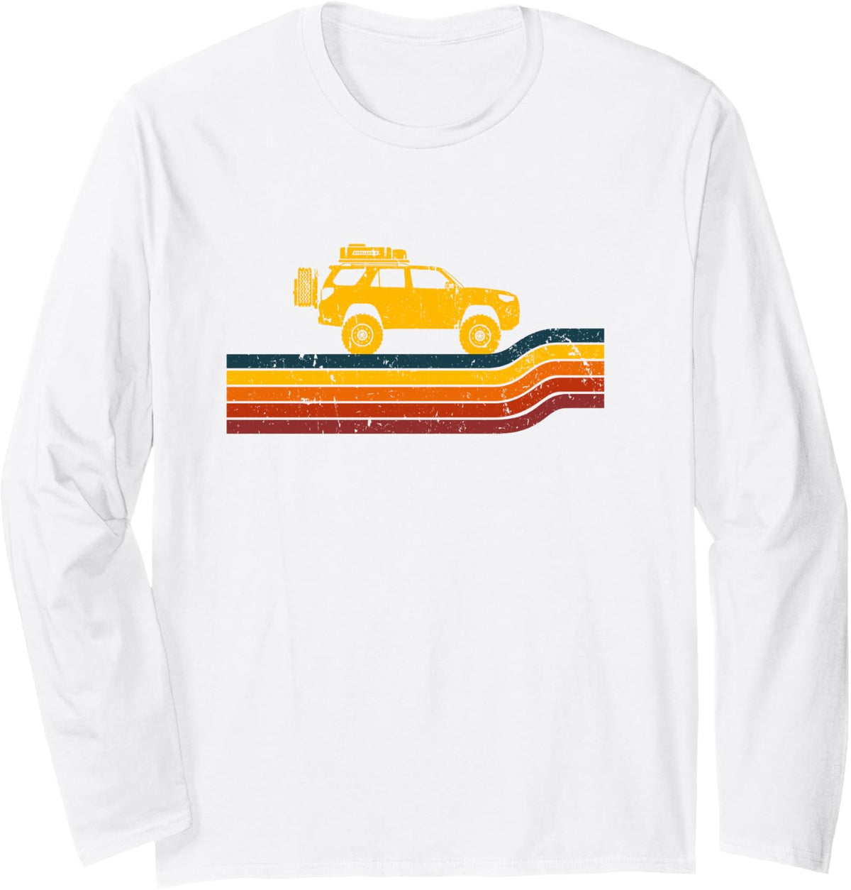 Overland Atlas Retro Runner Tracks 4x4 Offload Camping Long Sleeve T-Shirt - Adult Unisex White