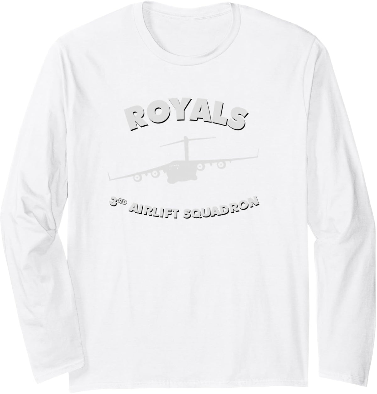 3rd Airlift Squadron Royals C-17 Airplane Long Sleeve T-Shirt - Adult Unisex White