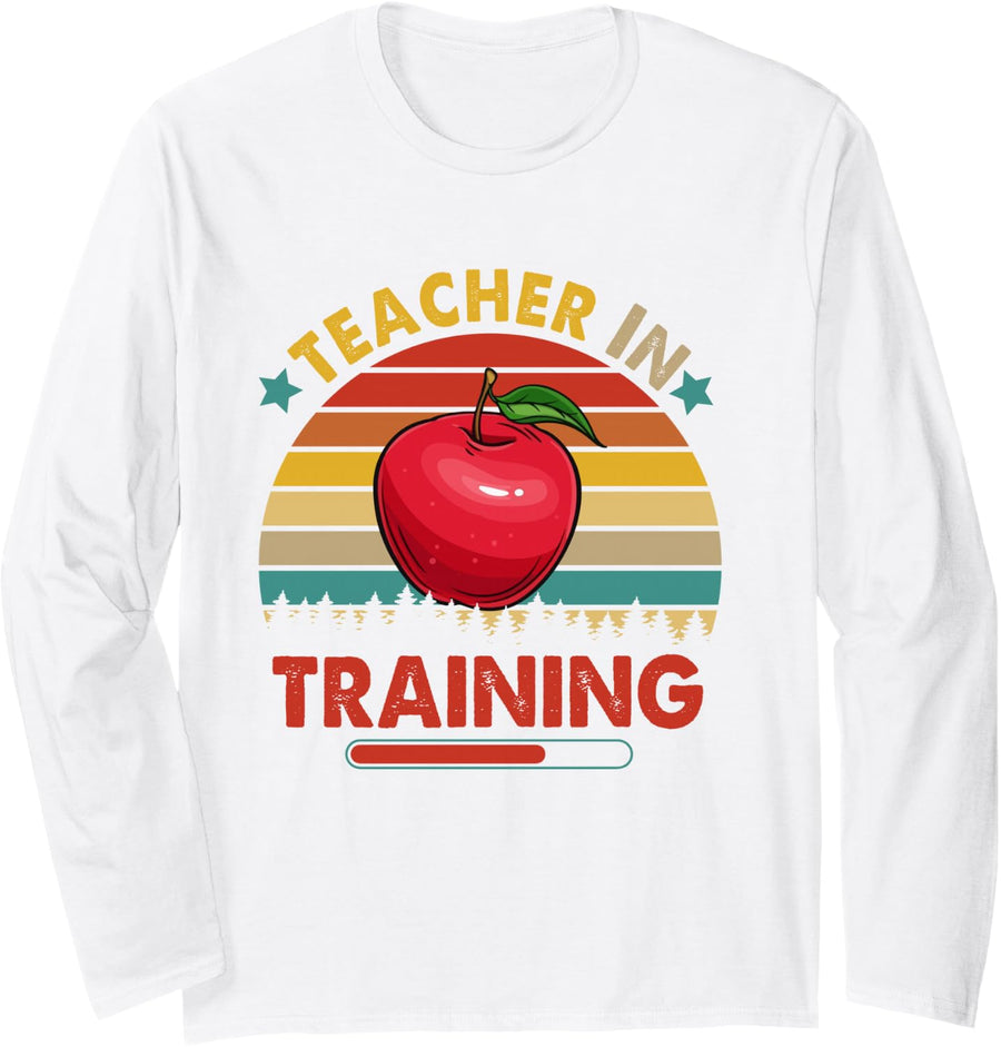 Vintage Retro Teacher in Training Costume Proud Future Job Long Sleeve T-Shirt - Adult Unisex White