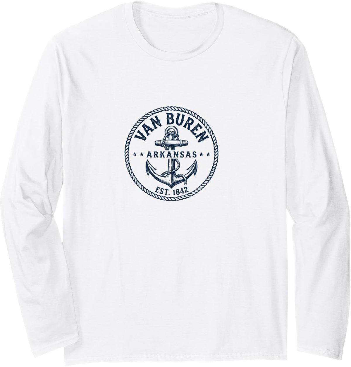Van Buren Arkansas Vintage Boat Anchor Design Long Sleeve T-Shirt - Adult Unisex White
