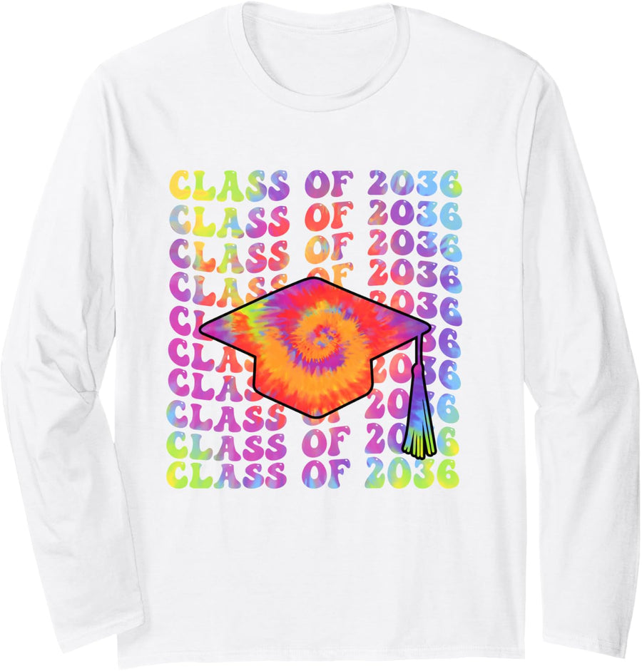 Class of 2036 First Day of School Graduation Long Sleeve T-Shirt - Adult Unisex White