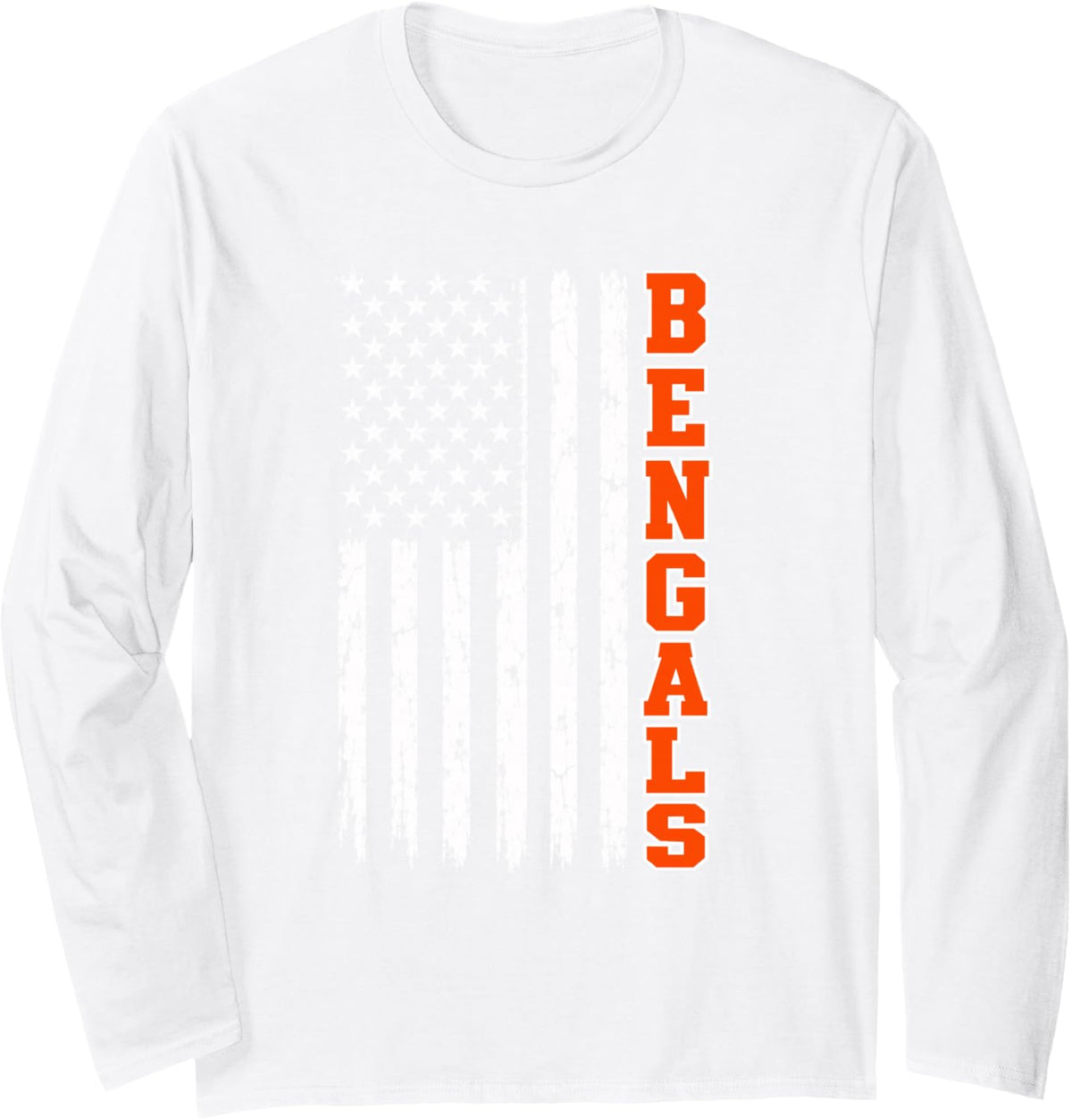 Bengals Cat Flag Long Sleeve T-Shirt - Adult Unisex White