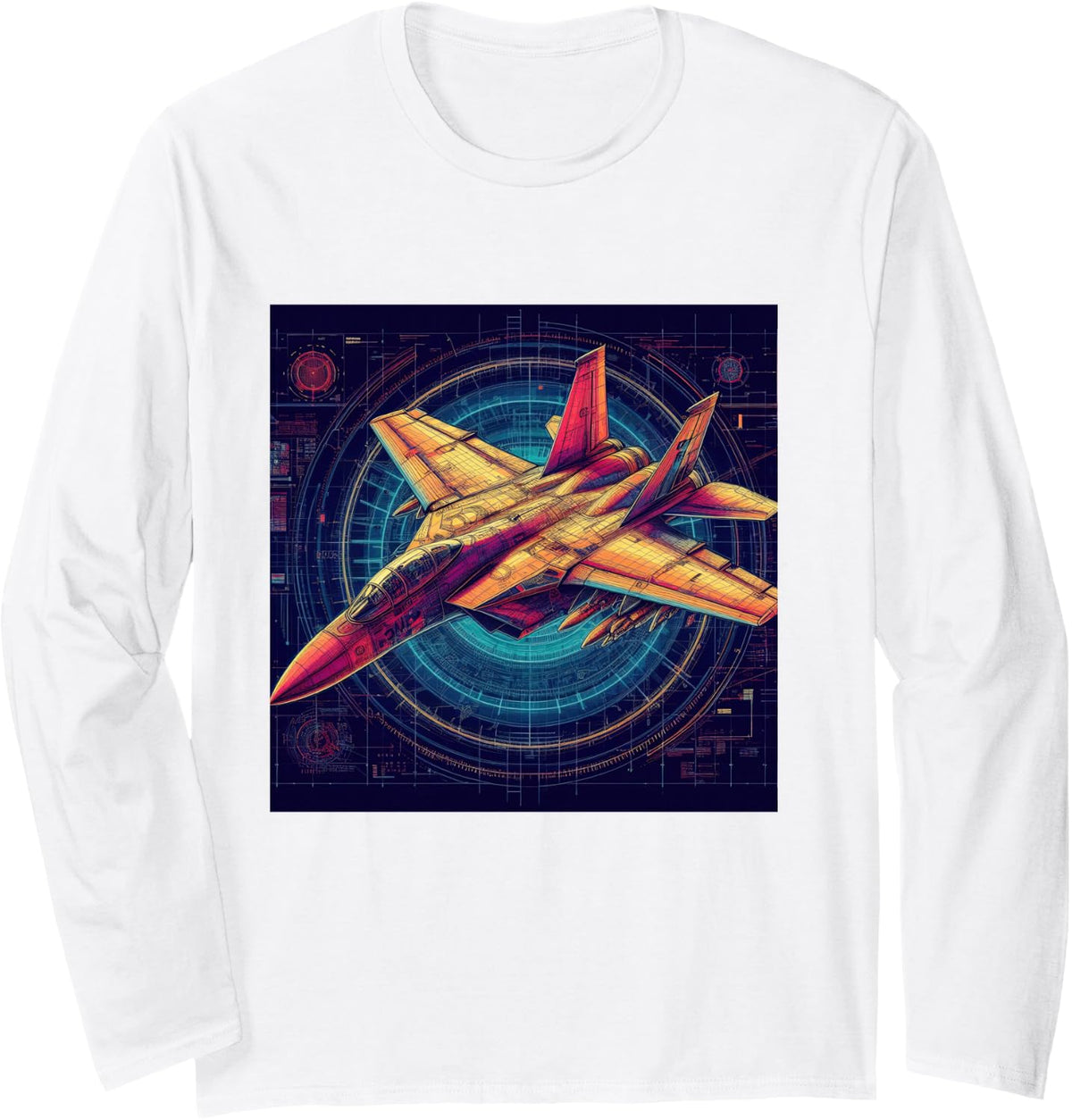 F-14 Tomcat Fighter Jet Assembly Blueprint Military Aviation Long Sleeve T-Shirt - Adult Unisex White