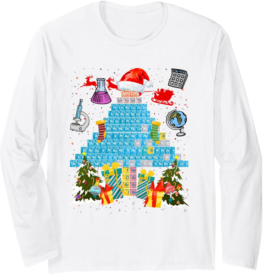 Science Christmas Idea for Kids & Funny Christmas Chemistry Long Sleeve T-Shirt - Adult Unisex White