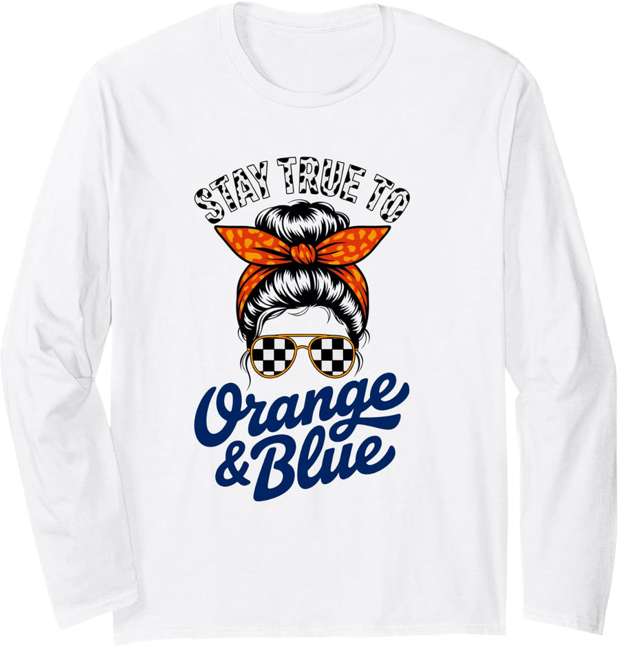 Vintage Stay True to Orange Blue High School Tournament Girl Long Sleeve T-Shirt - Adult Unisex White
