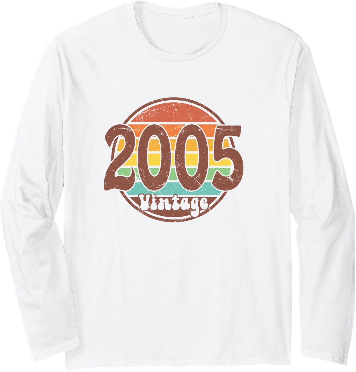 Born in 2005 Birthday, Simple Vintage Born in 2005 Birthday Long Sleeve T-Shirt - Adult Unisex White