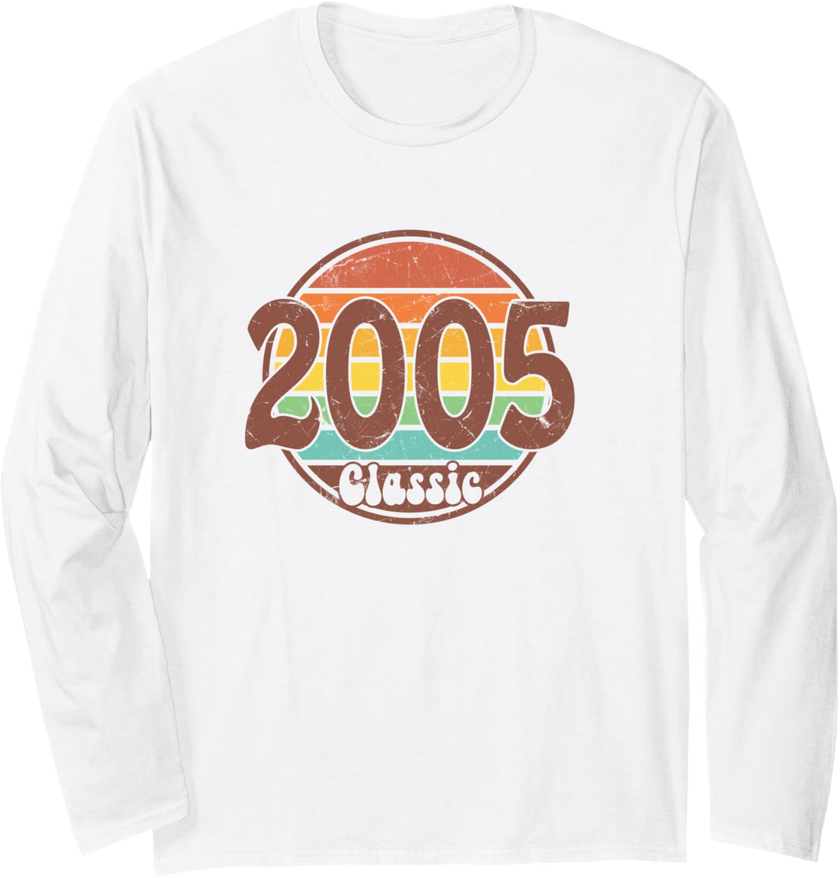 Born in 2005 Birthday, Simple Classic Born in 2005 Birthday Long Sleeve T-Shirt - Adult Unisex White